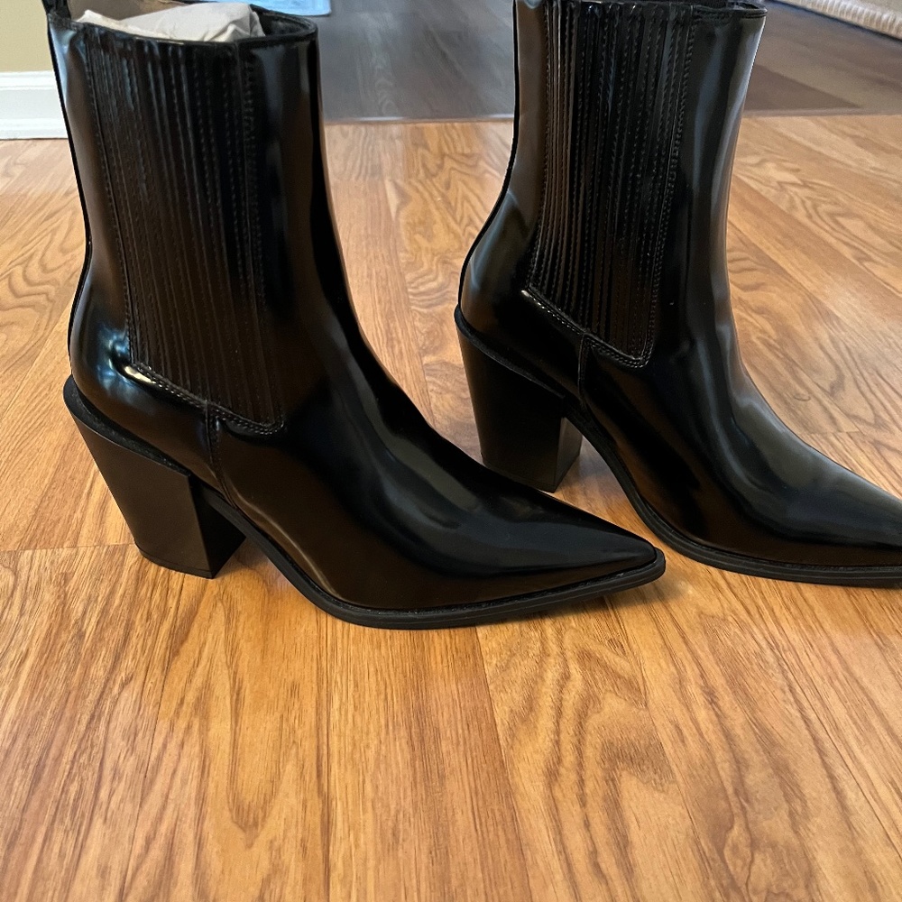 Black patent cowboy boots